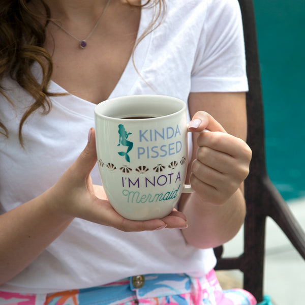 Pavilion Gift Company Kinda Pissed 24 Oz Pierced Porcelain Cup