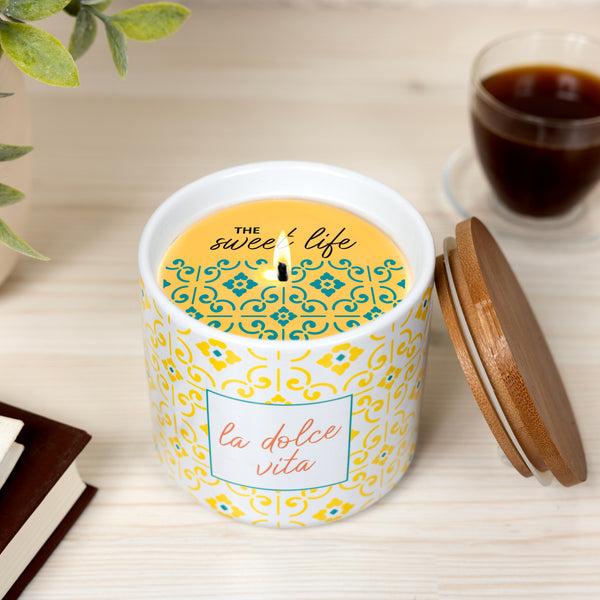 Pavilion Gift Company La Dolce Vita 14 Oz - 100% Soy Wax Reveal Candle Scent: Lemon Verbena