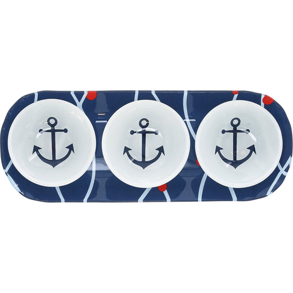 pavilion gift company Lake 11" Glass Serving Tray with 3 Bowls