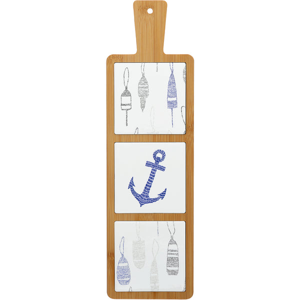 pavilion gift company Lake 16.5" Bamboo & Ceramic Tile Trivet