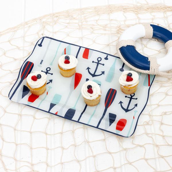 Pavilion Gift Company Lake 16.75" X 11" Glass Serving Tray