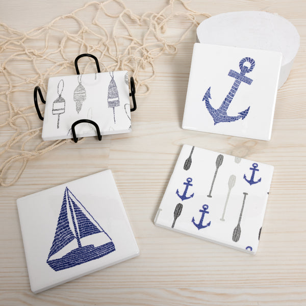 Pavilion Gift Company Lake 4" Ceramic Coasters (Set Of 4)