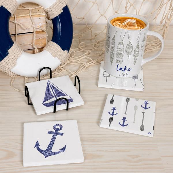 Pavilion Gift Company Lake 4" Ceramic Coasters (Set Of 4)