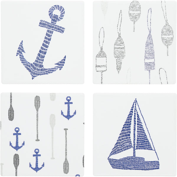 pavilion gift company Lake 4" Ceramic Coasters (Set of 4)