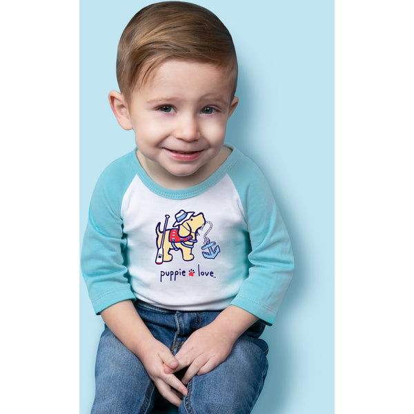 Pavilion Gift Company Lake 6-12 Months 3/4 Length Blue Sleeve Onesie