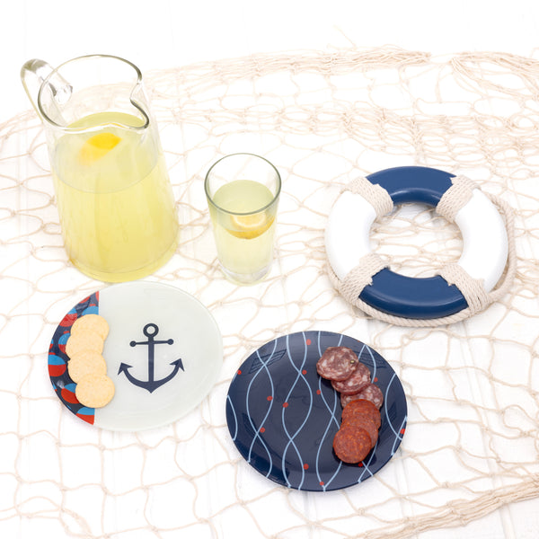 Pavilion Gift Company Lake 8" Glass Appetizer Plates (Set Of 2)