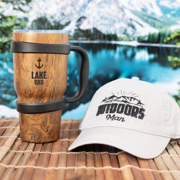 Pavilion Gift Company Lake Dad 30 Oz Stainless Steel Travel Tumbler With Handle