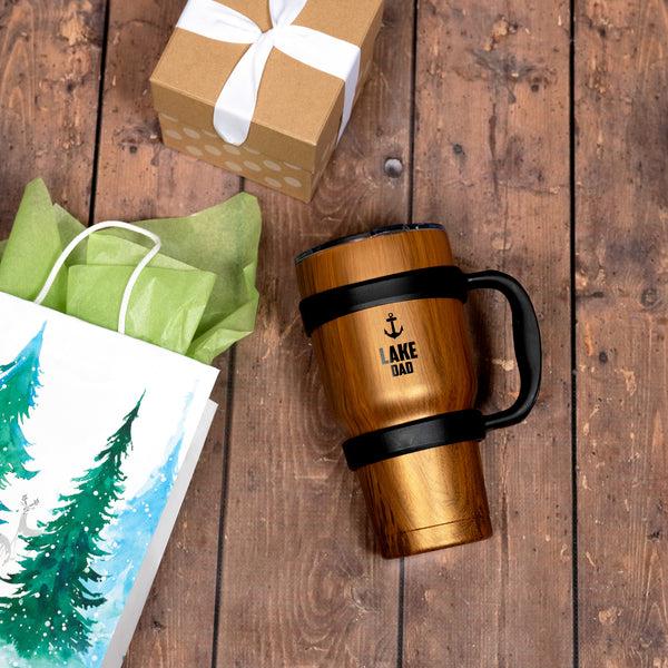Pavilion Gift Company Lake Dad 30 Oz Stainless Steel Travel Tumbler With Handle
