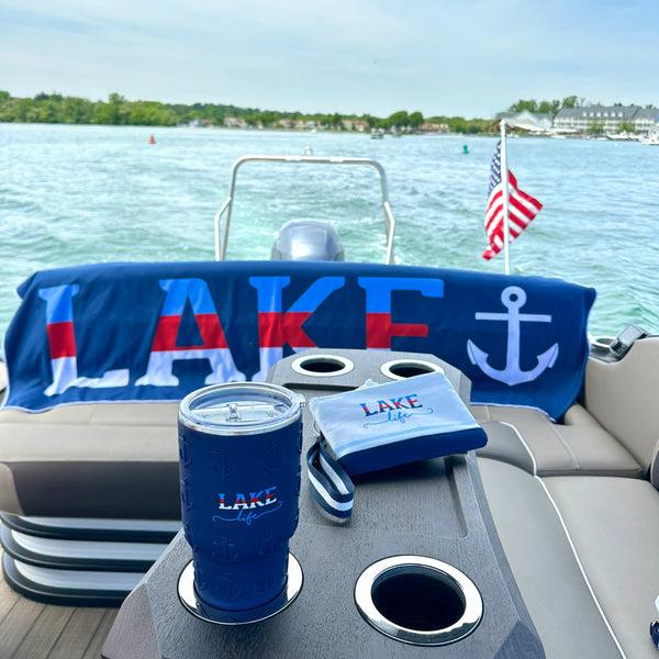 Pavilion Gift Company Lake Life 30 Oz Travel Tumbler With 3D Silicone Wrap