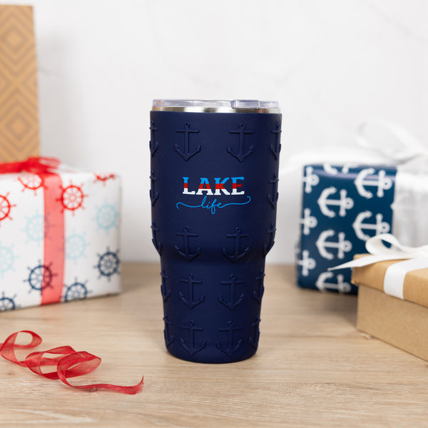 Pavilion Gift Company Lake Life 30 Oz Travel Tumbler With 3D Silicone Wrap