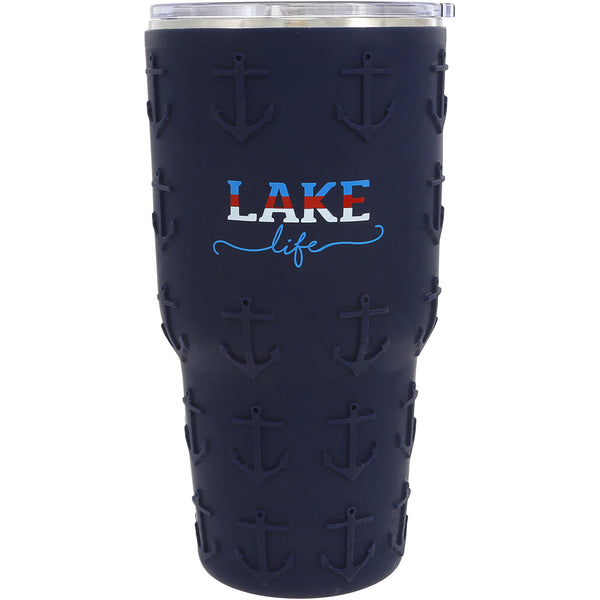 pavilion gift company Lake Life 30 oz Travel Tumbler with 3D Silicone Wrap