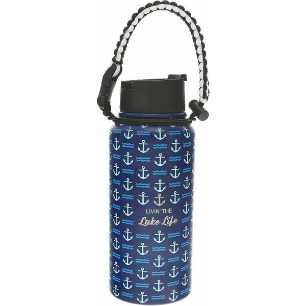 pavilion gift company Lake Life 32 oz Stainless Steel Water Bottle with Paracord Survival Handle