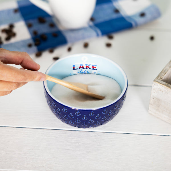 Pavilion Gift Company Lake Life 4.5" Ceramic Bowl With Wood Spoon