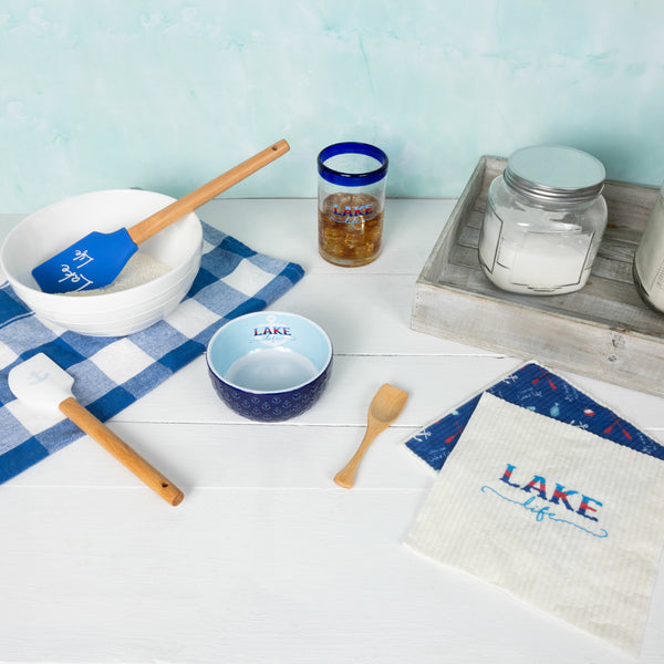 Pavilion Gift Company Lake Life 4.5" Ceramic Bowl With Wood Spoon