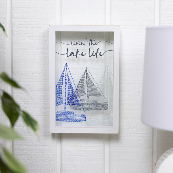 Pavilion Gift Company Lake Life 5.5" X 8.5" Framed Glass Plaque
