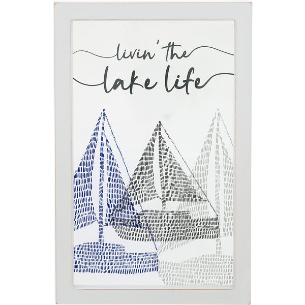 pavilion gift company Lake Life 5.5" x 8.5" Framed Glass Plaque
