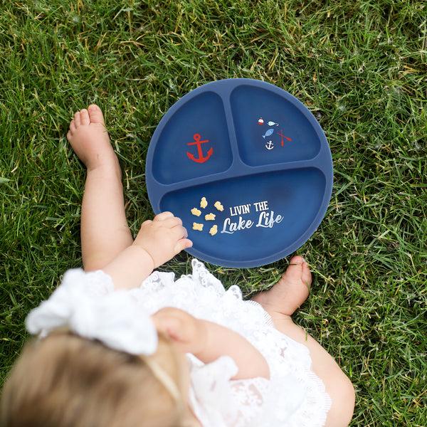 Pavilion Gift Company Lake Life 7.75" Divided Silicone Suction Plate