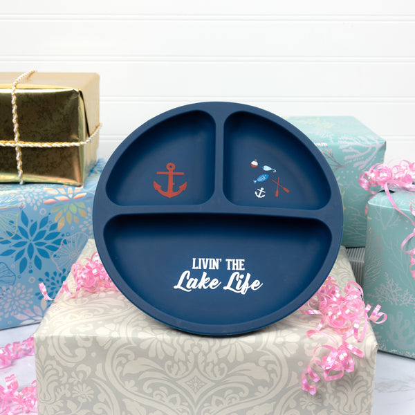 Pavilion Gift Company Lake Life 7.75" Divided Silicone Suction Plate