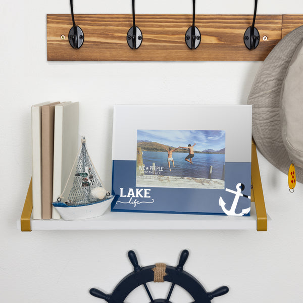 Pavilion Gift Company Lake Life 9" X 7" Mirrored Glass Frame (Holds 6" X 4")