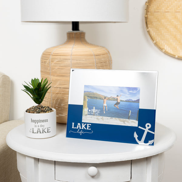 Pavilion Gift Company Lake Life 9" X 7" Mirrored Glass Frame (Holds 6" X 4")