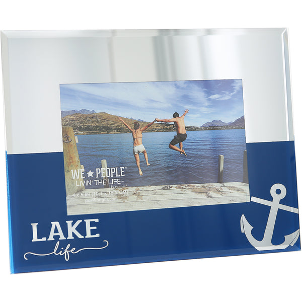 pavilion gift company Lake Life 9" x 7" Mirrored Glass Frame (Holds 6" x 4")