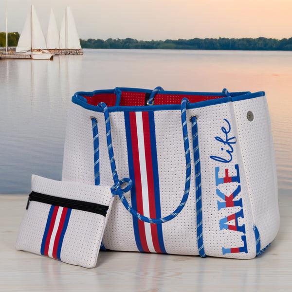 Pavilion Gift Company Lake Life Neoprene Tote Bag With Tethered Inner Pouch