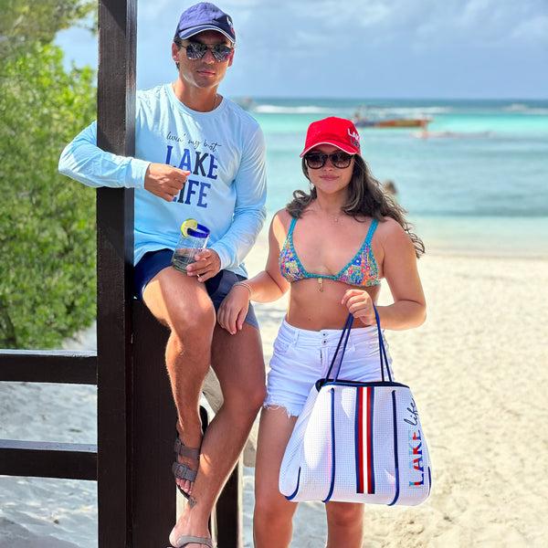Pavilion Gift Company Lake Life Neoprene Tote Bag With Tethered Inner Pouch