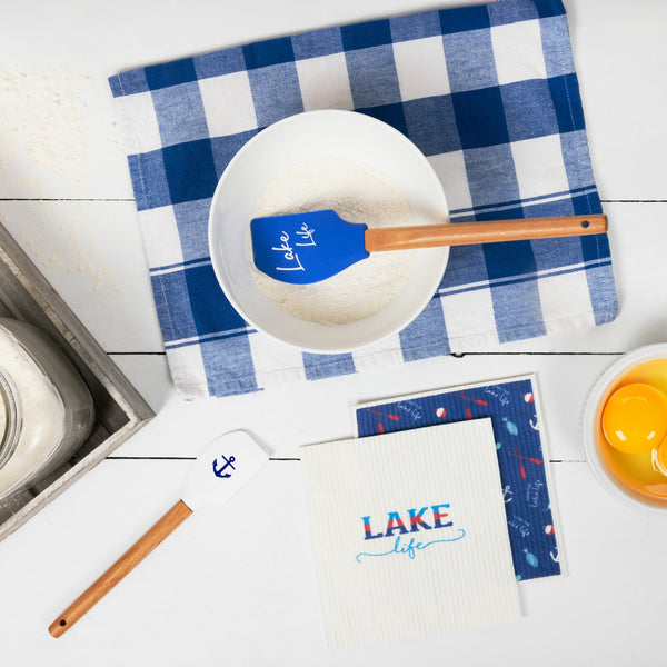 Pavilion Gift Company Lake Life Spatula And Reusable Dish Cloth Set (2 Of Each)