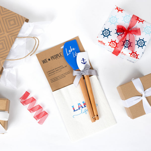 Pavilion Gift Company Lake Life Spatula And Reusable Dish Cloth Set (2 Of Each)