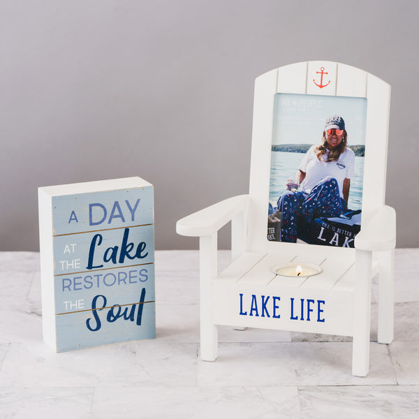 Pavilion Gift Company Lake Life Tealight Photo Frame (Holds 4" X 6" Photo)