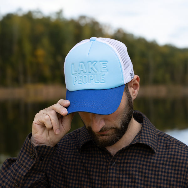 Pavilion Gift Company Lake People Adjustable Lake Blue Neoprene Mesh Hat