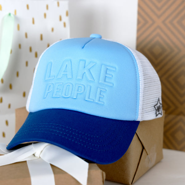 Pavilion Gift Company Lake People Adjustable Lake Blue Neoprene Mesh Hat
