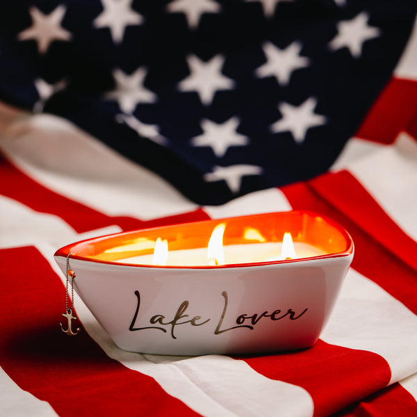 Pavilion Gift Company Lake Triple Wick 10 Oz 100% Soy Wax Candle Scent: Fresh Linen