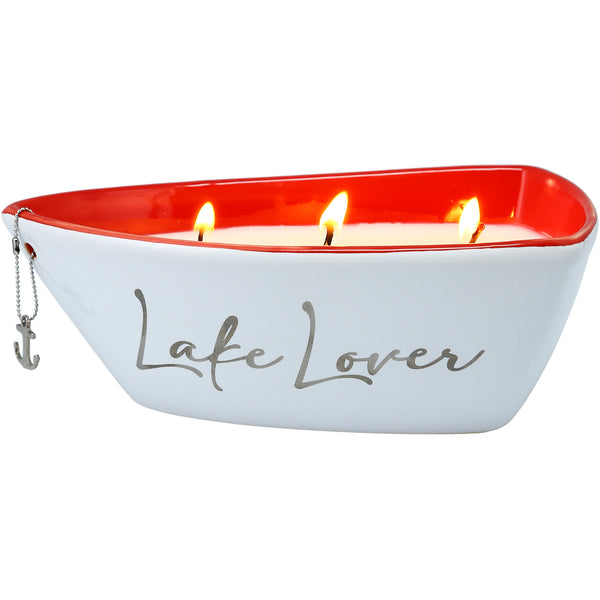 pavilion gift company Lake Triple Wick 10 oz 100% Soy Wax Candle Scent: Fresh Linen