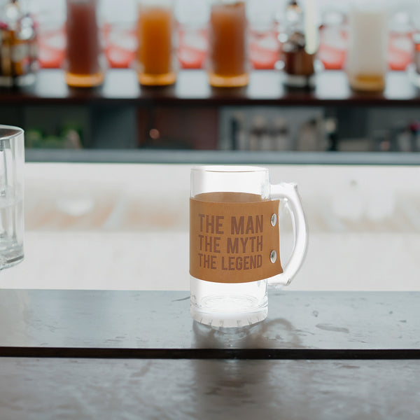 Pavilion Gift Company Legend 16 Oz. Glass Stein With PU Leather Wrap