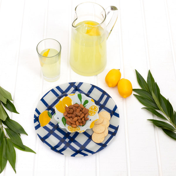 Pavilion Gift Company Lemons 11.5" Glass Platter With Bowl