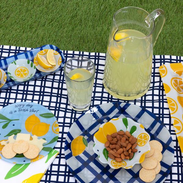 Pavilion Gift Company Lemons 11.5" Glass Platter With Bowl