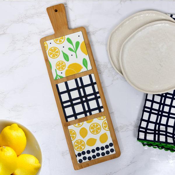 Pavilion Gift Company Lemons 16.5" Bamboo & Ceramic Tile Trivet