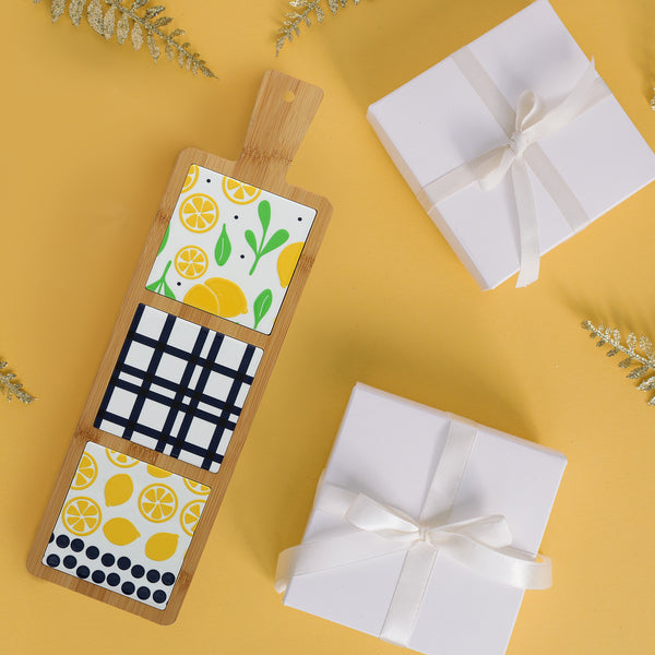 Pavilion Gift Company Lemons 16.5" Bamboo & Ceramic Tile Trivet