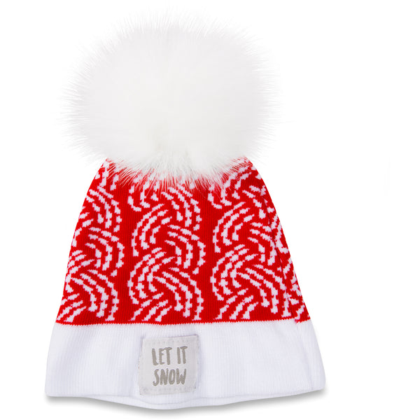 pavilion gift company Let it Snow Red Knit Pom Pom Hat (12-24 Months)