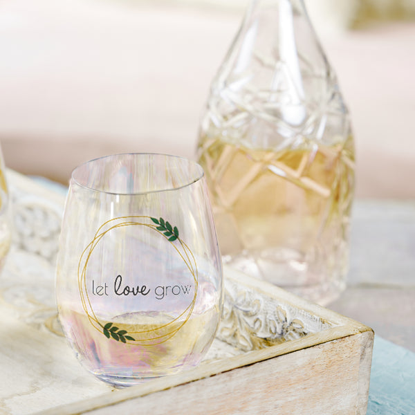 Pavilion Gift Company Let Love Grow 18 Oz Stemless Wine Glass