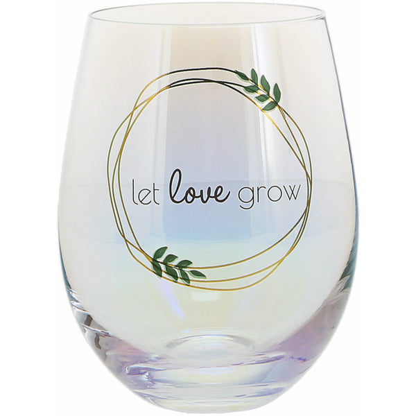 pavilion gift company Let Love Grow 18 oz Stemless Wine Glass
