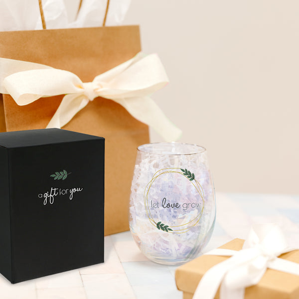 Pavilion Gift Company Let Love Grow 18 Oz Stemless Wine Glass