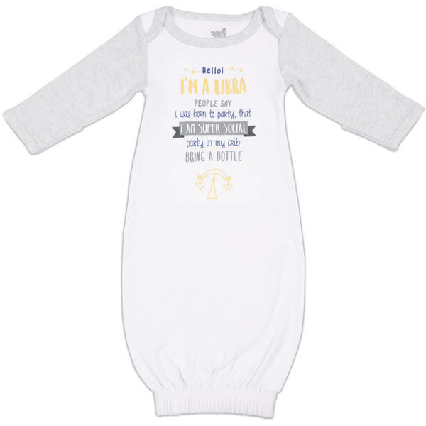 pavilion gift company Libra 0-3 Months Gown with Mitten Cuffs