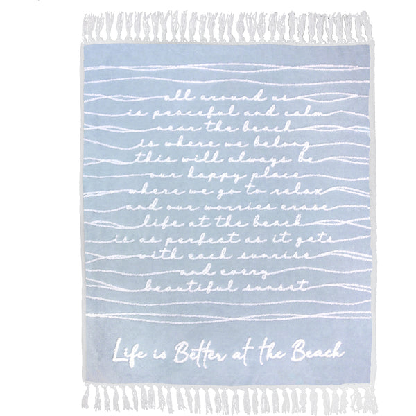 pavilion gift company Life is Better at the Beach 50" x 60" Inspirational Plush Blanket