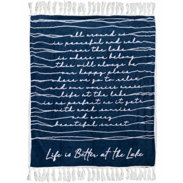 pavilion gift company Life Is Better at the Lake 50" x 60" Inspirational Plush Blanket