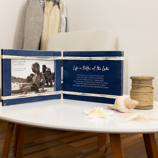 Pavilion Gift Company Life Is Better At The Lake 8.5" X 6.5" Hinged Sentiment Frame (Holds 7" X 5" Photo)