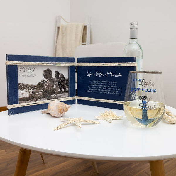 Pavilion Gift Company Life Is Better At The Lake 8.5" X 6.5" Hinged Sentiment Frame (Holds 7" X 5" Photo)