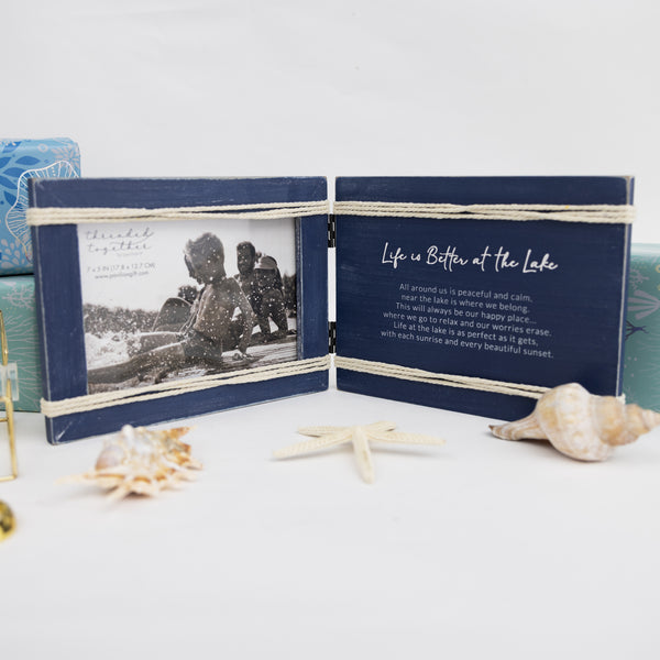 Pavilion Gift Company Life Is Better At The Lake 8.5" X 6.5" Hinged Sentiment Frame (Holds 7" X 5" Photo)