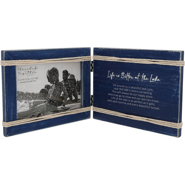 pavilion gift company Life is Better at the Lake 8.5" x 6.5" Hinged Sentiment Frame (Holds 7" x 5" Photo)